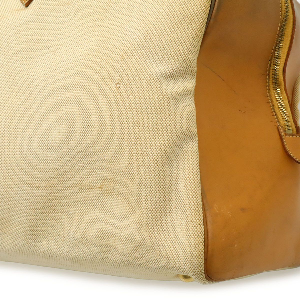 Hermes Victoria 50 Boston Bag Travel Purse Toile Ash Taurillon Clemence Beige — view 8