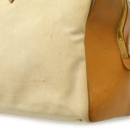 Hermes Victoria 50 Boston Bag Travel Purse Toile Ash Taurillon Clemence Beige — view 8