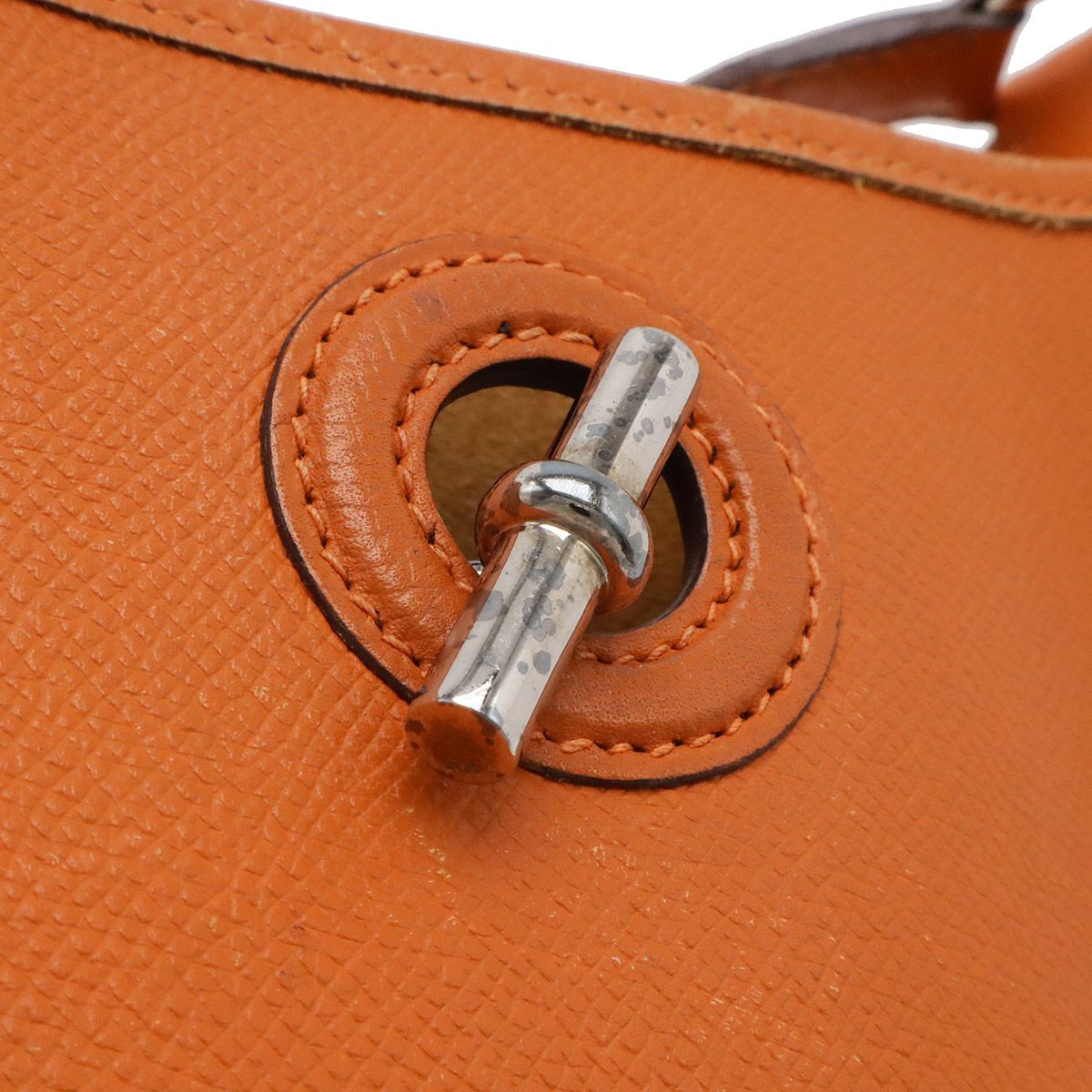 Hermes Vespa TPM Shoulder Bag Pochette Crossbody Leather Orange Silver — view 5