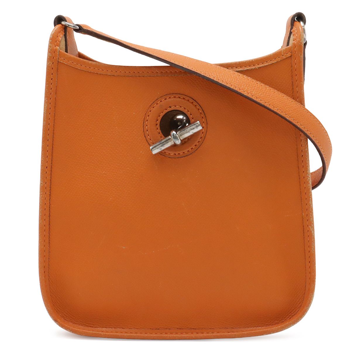 Hermes Vespa TPM Shoulder Bag Pochette Crossbody Leather Orange Silver