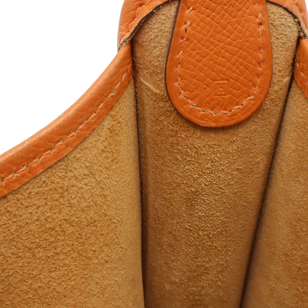 Hermes Vespa TPM Shoulder Bag Pochette Crossbody Leather Orange Silver — view 9