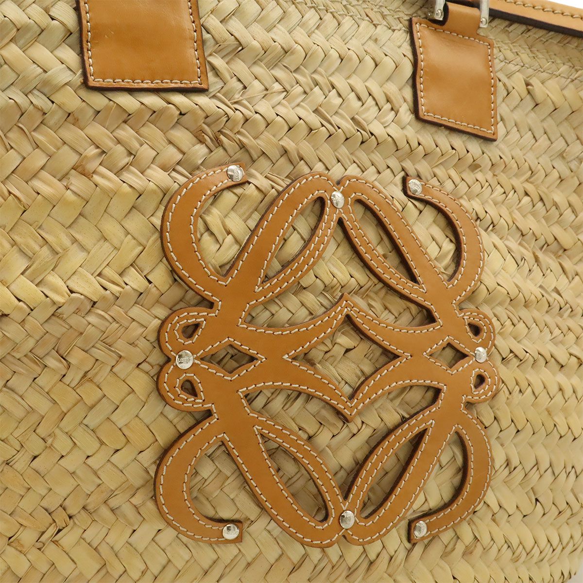 Loewe Anagram Basket Bag Large Bag Raffia Straw Natural Tan Brown — view 9
