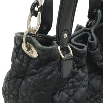 Dior Cannage Tote 2-Way Chain Shoulder Bag Leather Black Silver — view 7