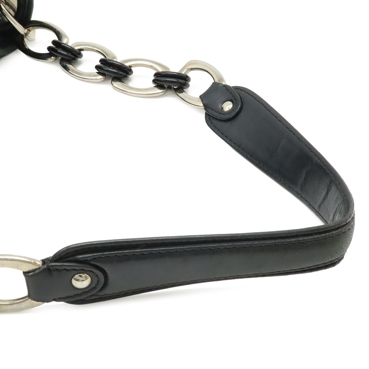 Dior Cannage Tote 2-Way Chain Shoulder Bag Leather Black Silver — view 5