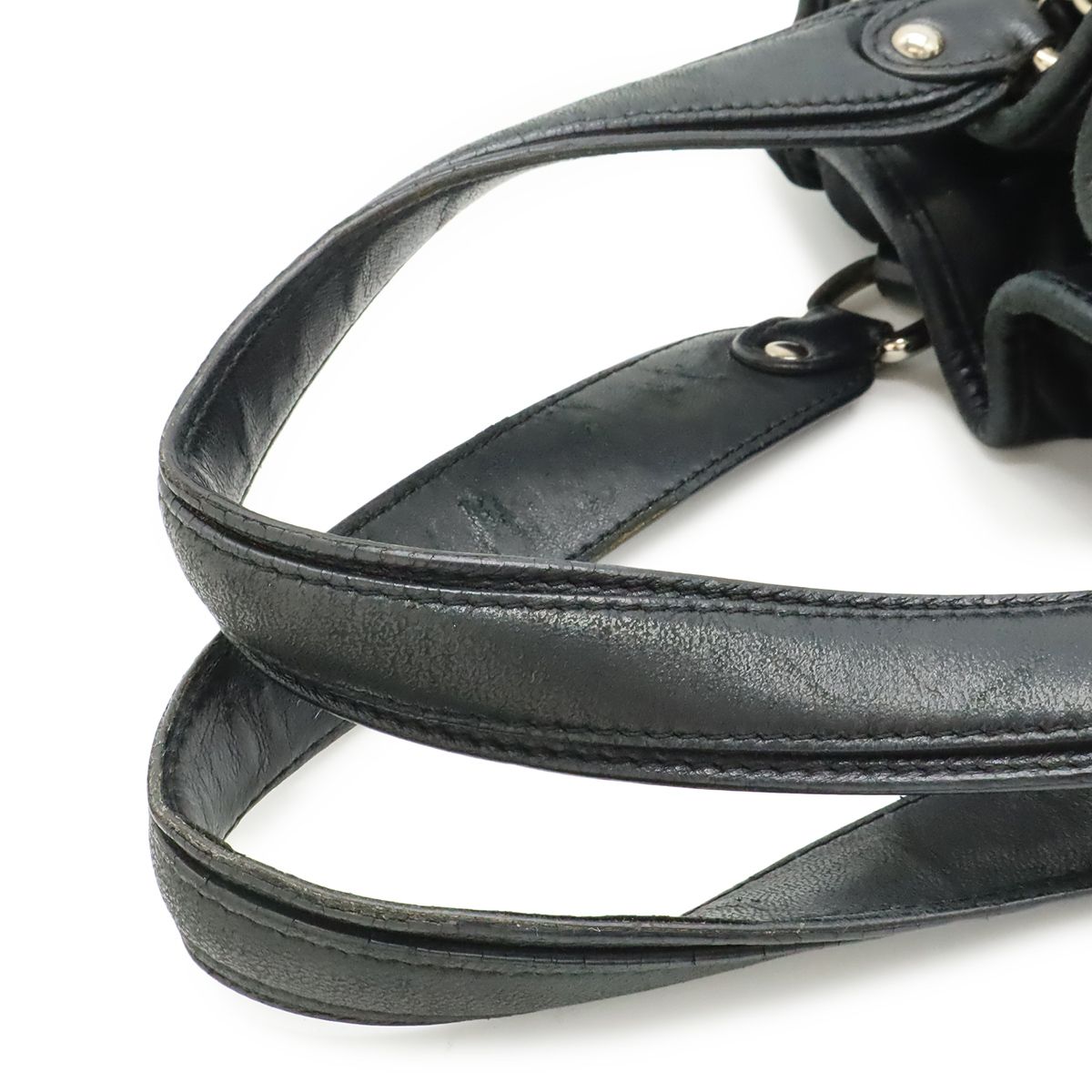 Dior Cannage Tote 2-Way Chain Shoulder Bag Leather Black Silver — view 4