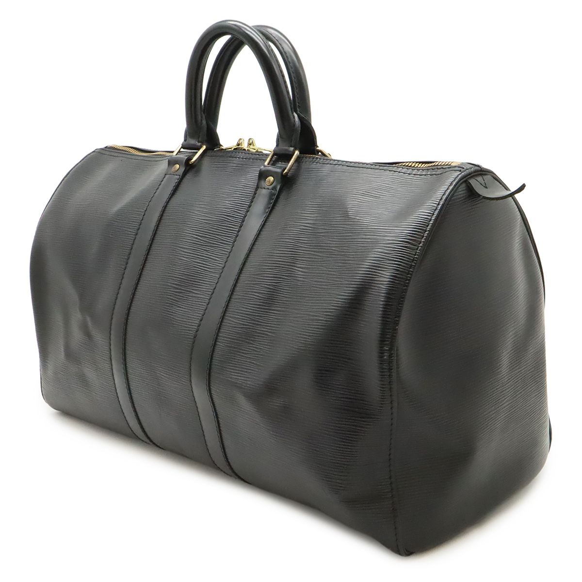 Louis Vuitton Epi Keepall 45 Boston Bag Travel Purse Leather Noir Black Gold — view 2