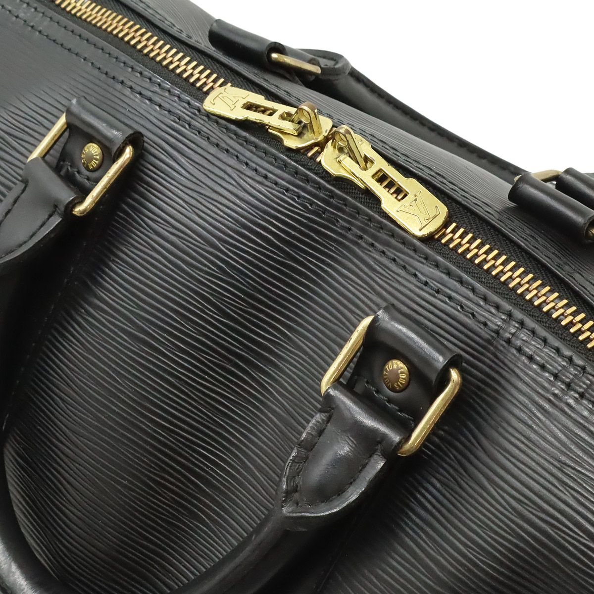 Louis Vuitton Epi Keepall 45 Boston Bag Travel Purse Leather Noir Black Gold — view 6