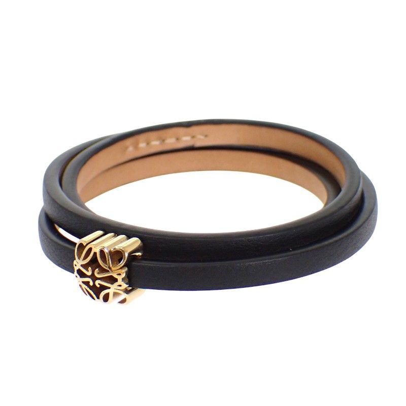 Loewe Anagram Bracelet S Calf Black Gold — view 3
