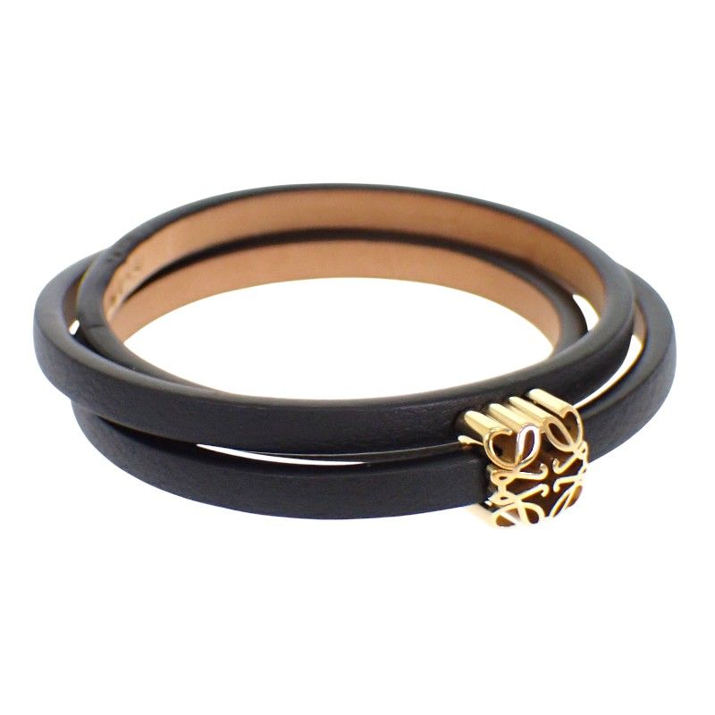 Loewe Anagram Bracelet S Calf Black Gold — view 4