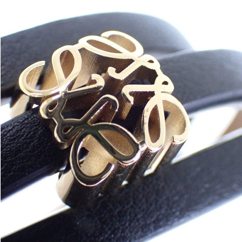 Loewe Anagram Bracelet S Calf Black Gold — view 9