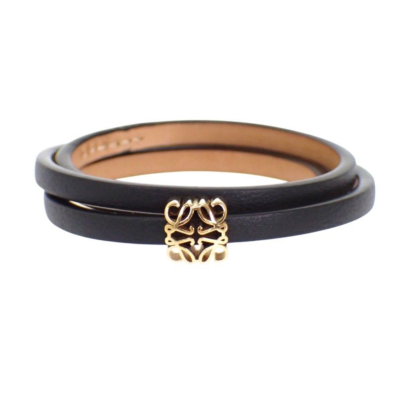 Loewe Anagram Bracelet S Calf Black Gold — view 2