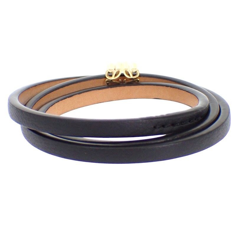 Loewe Anagram Bracelet S Calf Black Gold — view 7