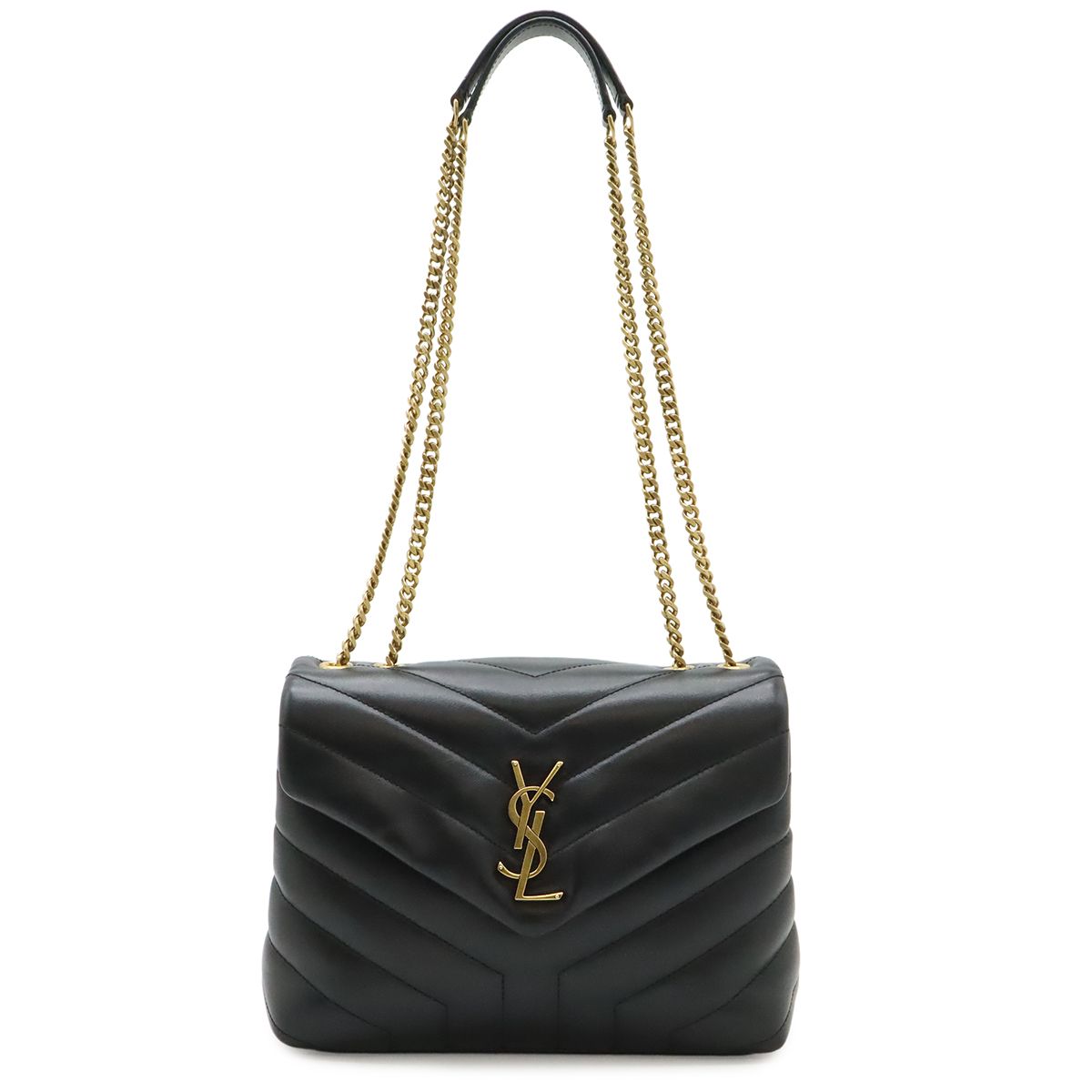 Saint Laurent Paris YSL Lou Chain Shoulder Bag Quilted Leather Black