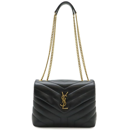 Saint Laurent Paris YSL Lou Chain Shoulder Bag Quilted Leather Black