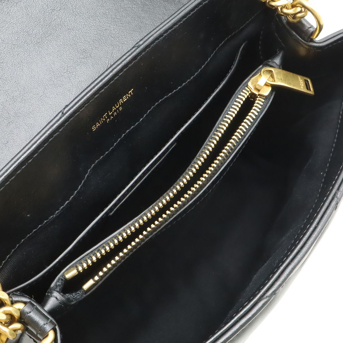 Saint Laurent Paris YSL Lou Chain Shoulder Bag Quilted Leather Black — view 6