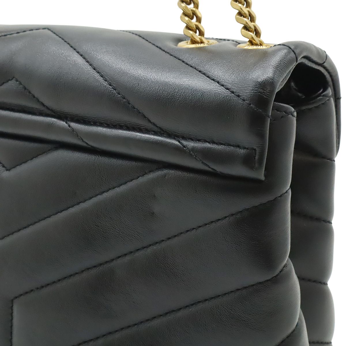 Saint Laurent Paris YSL Lou Chain Shoulder Bag Quilted Leather Black — view 7