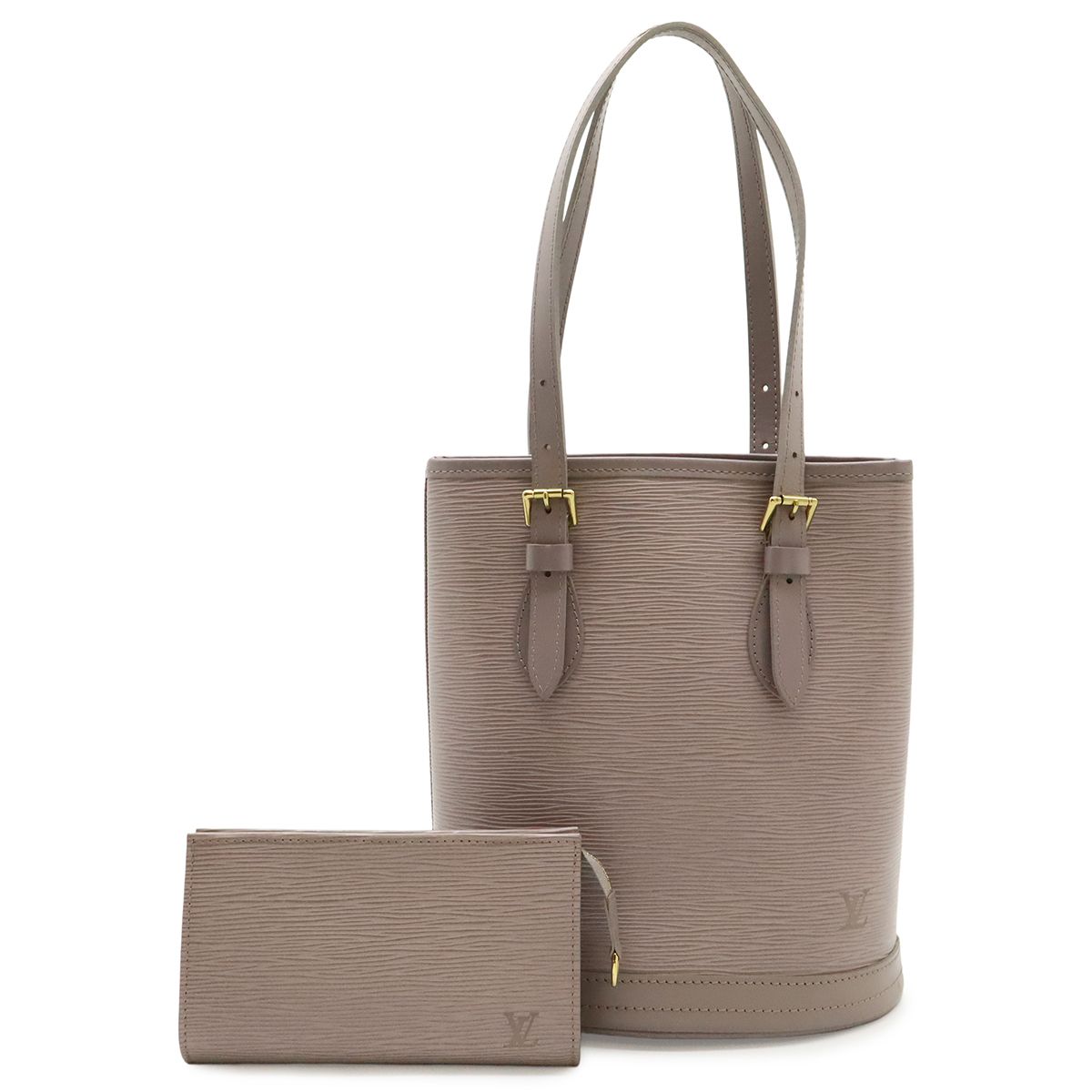 Louis Vuitton Epi Bucket PM 23 Shoulder Bag Tote Lilac with Purple Pouch