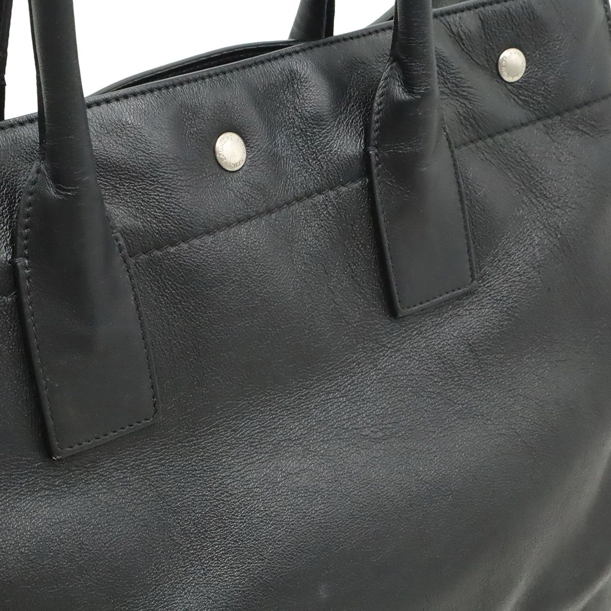 Saint Laurent Paris YSL Yves Rive Gauche Tote Shoulder Bag Leather Black — view 8