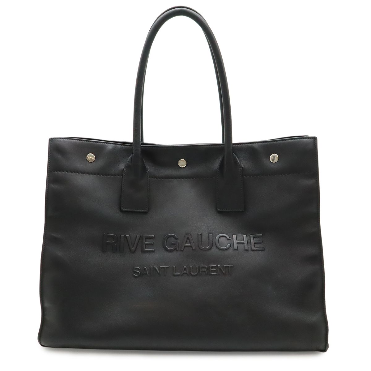 Saint Laurent Paris YSL Yves Rive Gauche Tote Shoulder Bag Leather Black