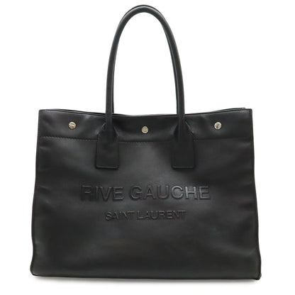 Saint Laurent Paris YSL Yves Rive Gauche Tote Shoulder Bag Leather Black