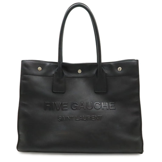 Saint Laurent Paris YSL Yves Rive Gauche Tote Shoulder Bag Leather Black