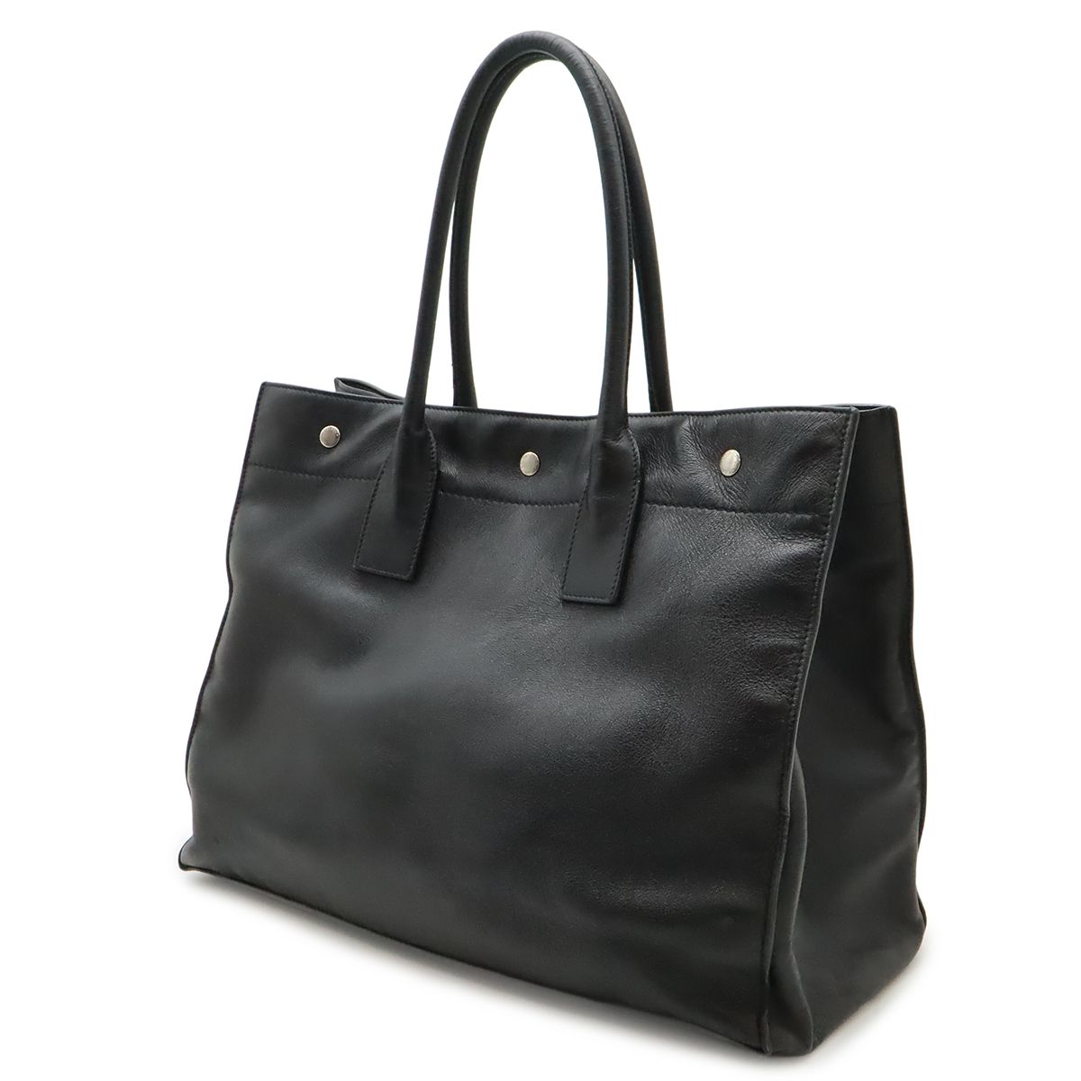 Saint Laurent Paris YSL Yves Rive Gauche Tote Shoulder Bag Leather Black — view 2