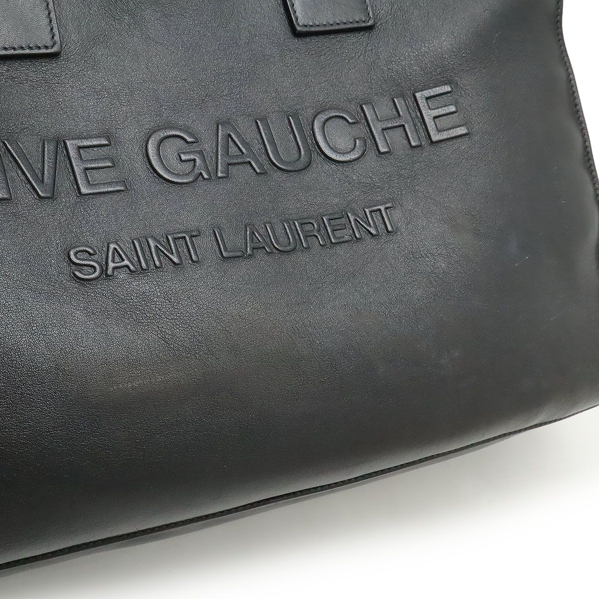 Saint Laurent Paris YSL Yves Rive Gauche Tote Shoulder Bag Leather Black — view 9