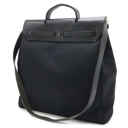 Hermes Herbag MM 2-Way Shoulder Bag Toile Officier Canvas Black — view 2