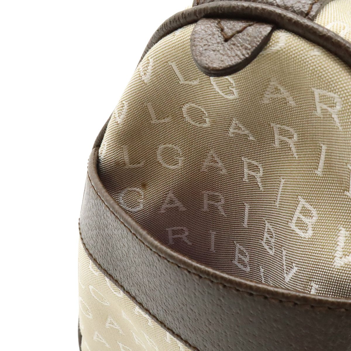 Bvlgari Logo Mania Tote Canvas Leather Beige Brown Silver — view 8