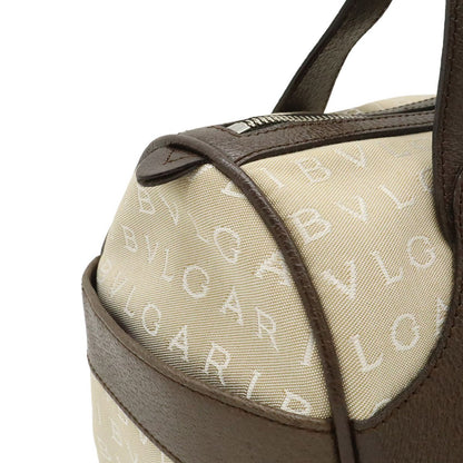 Bvlgari Logo Mania Tote Canvas Leather Beige Brown Silver — view 7