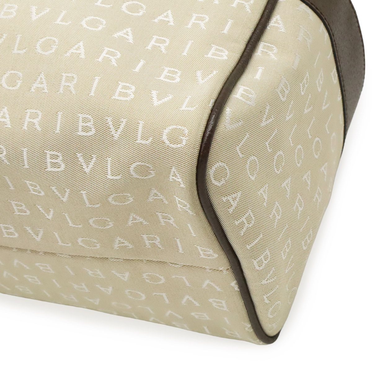 Bvlgari Logo Mania Tote Canvas Leather Beige Brown Silver — view 3
