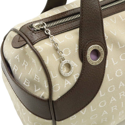 Bvlgari Logo Mania Tote Canvas Leather Beige Brown Silver — view 5