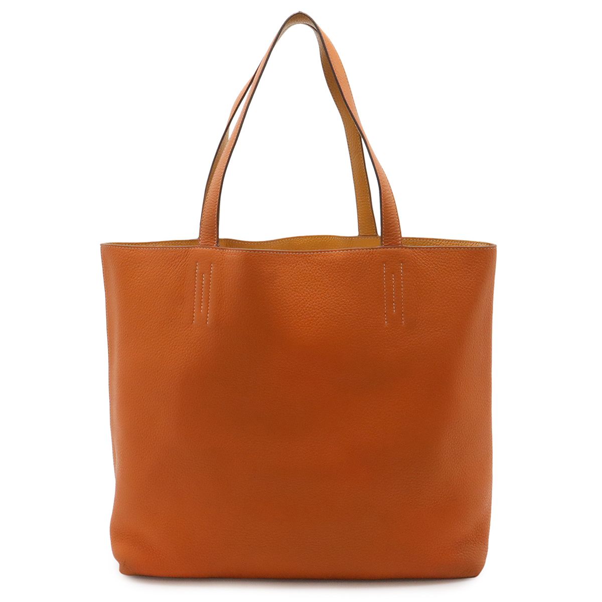 Hermes Double Sens 45 Tote Reversible Taurillon Clemence Leather Black Toffee