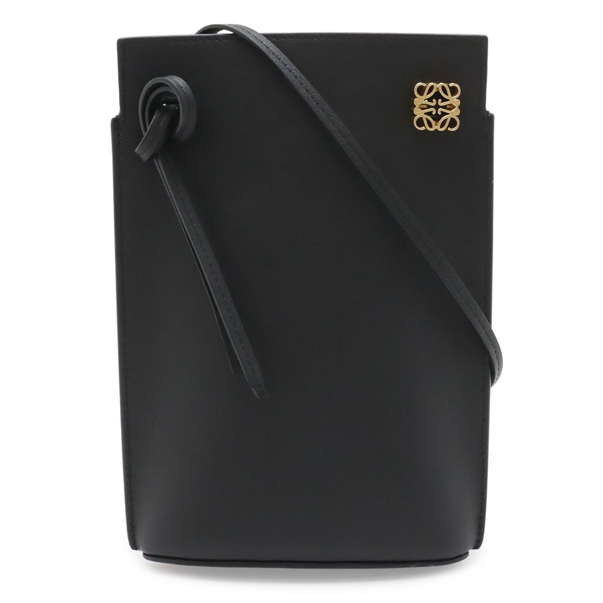 Loewe Anagram Dice Pocket Shoulder Bag Pouch Pochette Classic Calf Leather Black