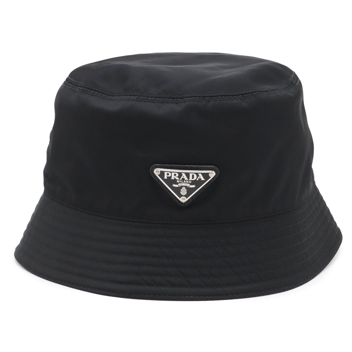 Prada Triangle Logo Bucket Hat Nylon Nero Black #xl 58 cm