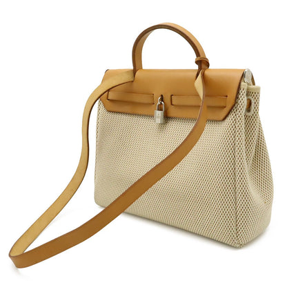Hermes Herbag PM Handbag 2-Way Backpack Toile GM Leather Beige Black Light Brown — view 2