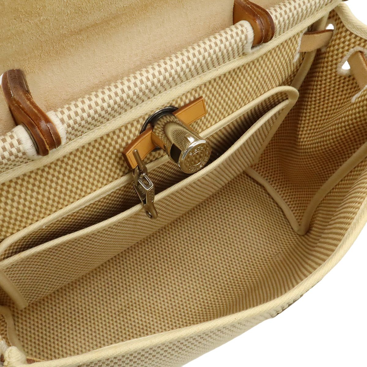 Hermes Herbag PM Handbag 2-Way Backpack Toile GM Leather Beige Black Light Brown — view 7