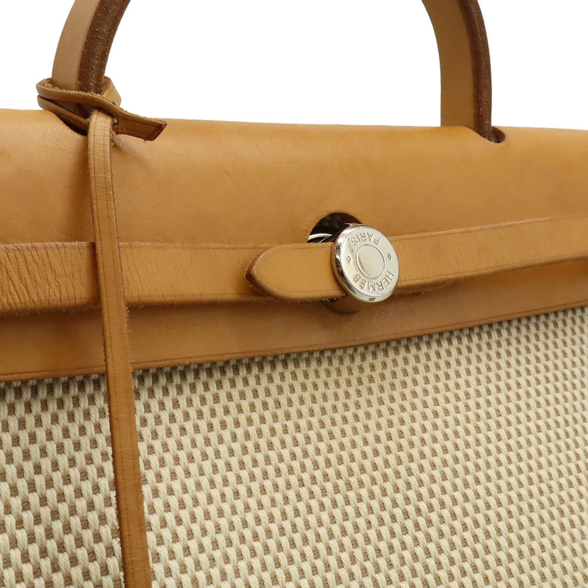 Hermes Herbag PM Handbag 2-Way Backpack Toile GM Leather Beige Black Light Brown — view 6