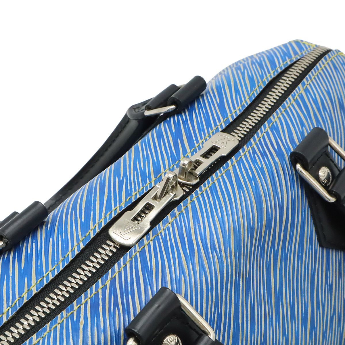 Louis Vuitton Epi Denim Speedy Bandouliere 25 Mini Boston Bag Blue Silver — view 5