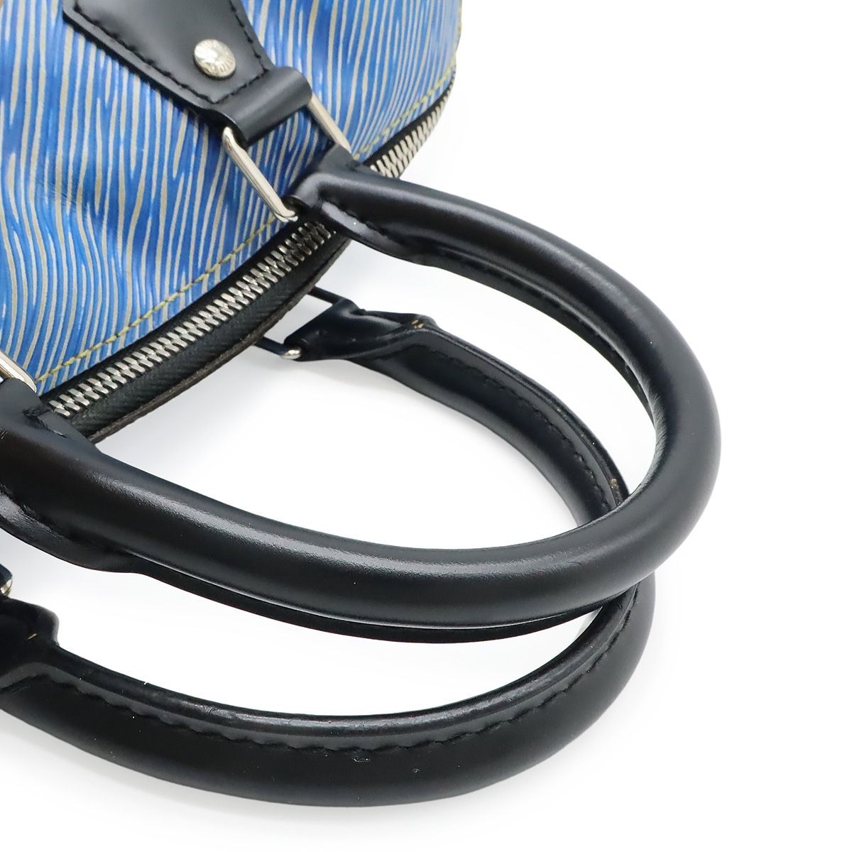 Louis Vuitton Epi Denim Speedy Bandouliere 25 Mini Boston Bag Blue Silver — view 4