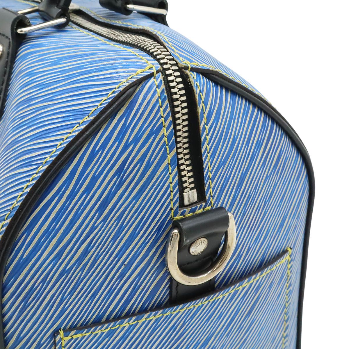 Louis Vuitton Epi Denim Speedy Bandouliere 25 Mini Boston Bag Blue Silver — view 8