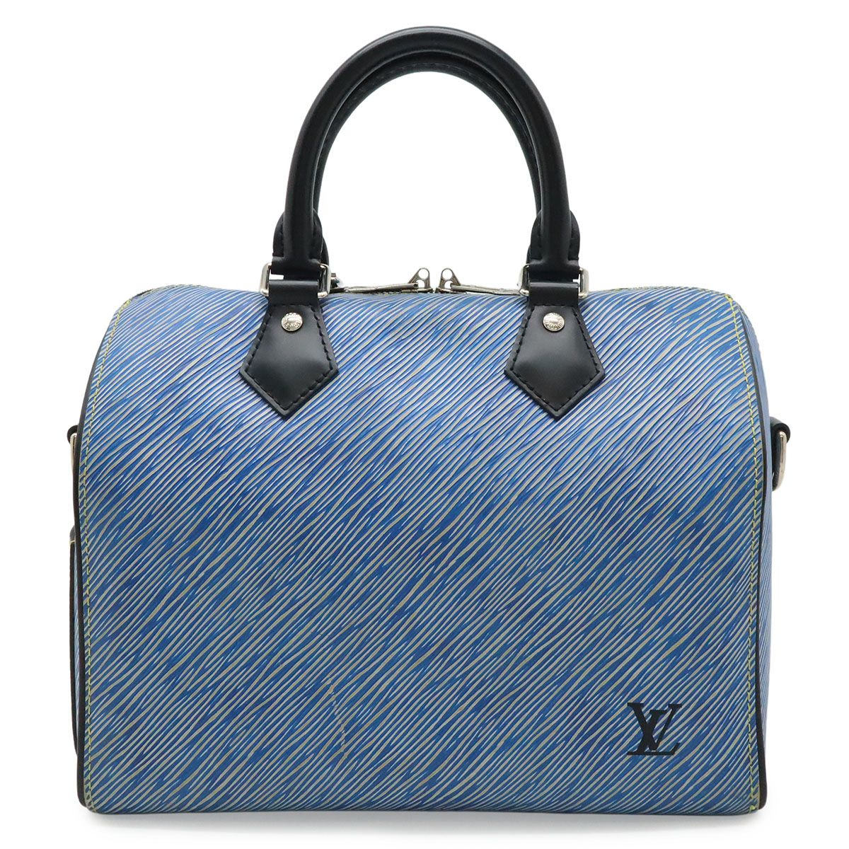 Louis Vuitton Epi Denim Speedy Bandouliere 25 Mini Boston Bag Blue Silver