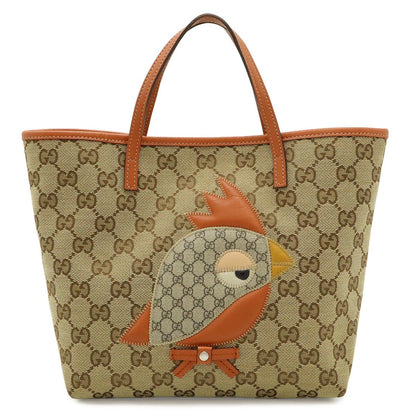 Gucci GG Canvas Children's Zoo Papagallo Parrot Bird Tote Khaki Beige Orange