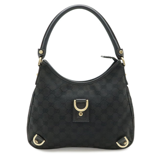 Gucci Abbey GG Canvas Shoulder Bag Leather Black Gold