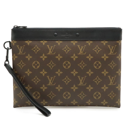 Louis Vuitton Monogram Macassar Pochette to Go Clutch Case Brown Black
