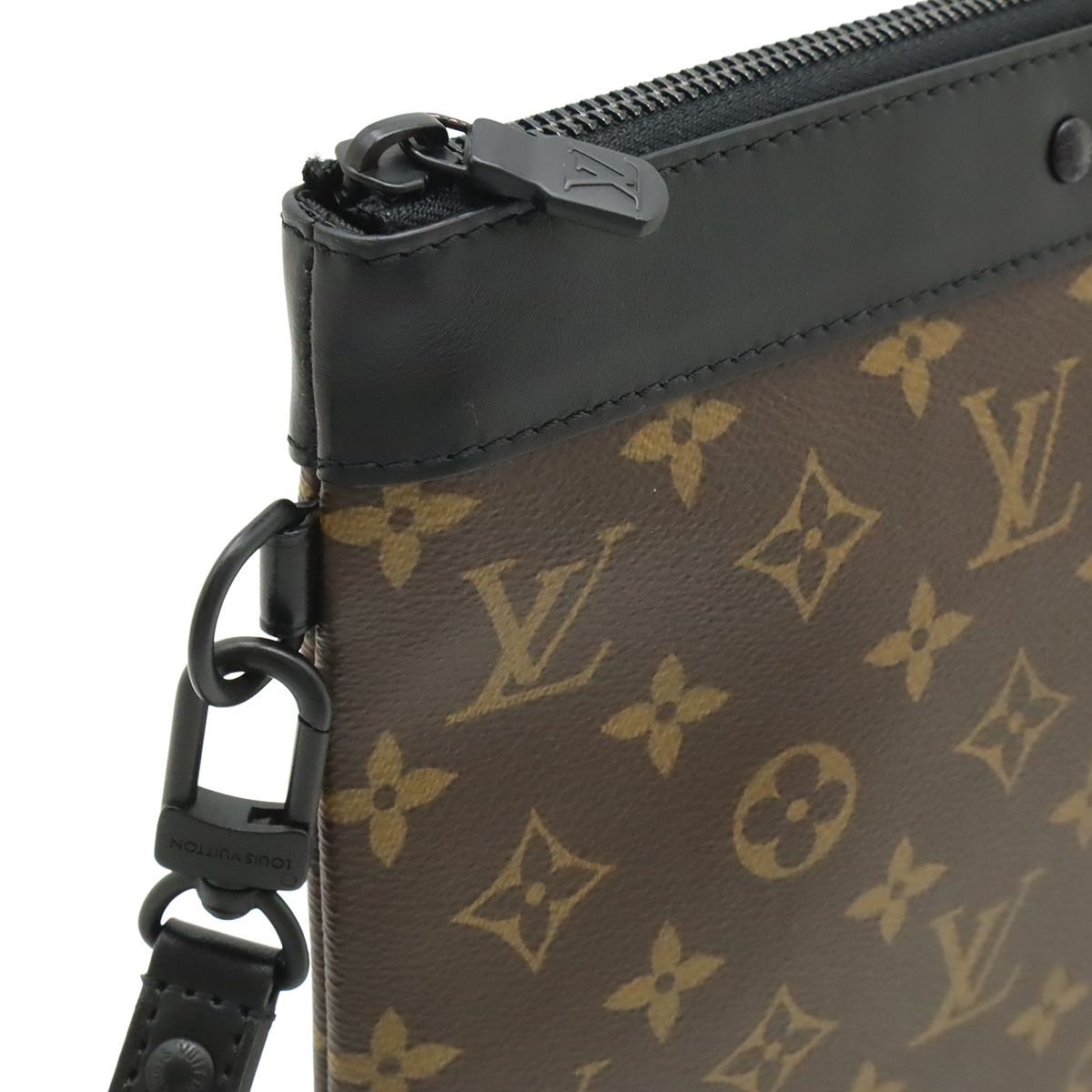 Louis Vuitton Monogram Macassar Pochette to Go Clutch Case Brown Black — view 4