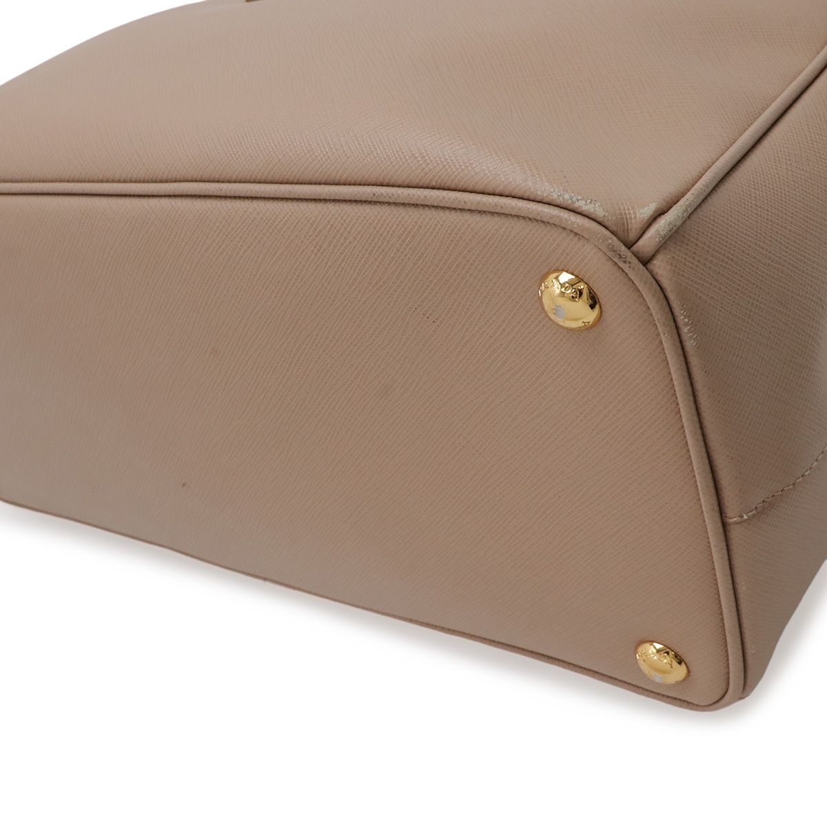 Prada Triangle Logo Tote 2-Way Shoulder Bag Saffiano Leather Pink Beige Gold — view 3