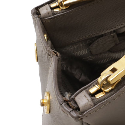 Prada Galleria 2-Way Shoulder Bag Crossbody Saffiano Leather Argilla Gray Ju — view 7