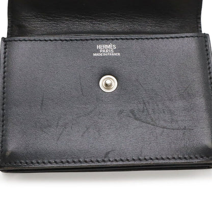 Hermes Sakura Series Button Card Case Business Holder Box Calf Leather Black — view 8