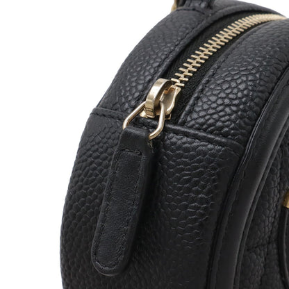 Chanel CC Filigree CC Logo Round Chain Shoulder Bag Pochette Caviar Leather — view 5